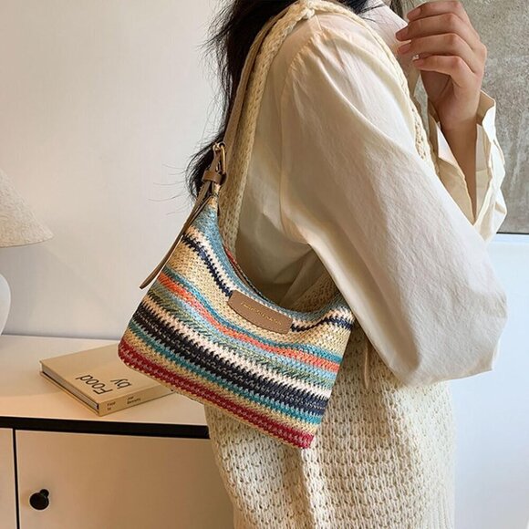 Handbags - Women's Woven Straw Tote Bag Large Capacity Summer Beach Crossbody Handbag
